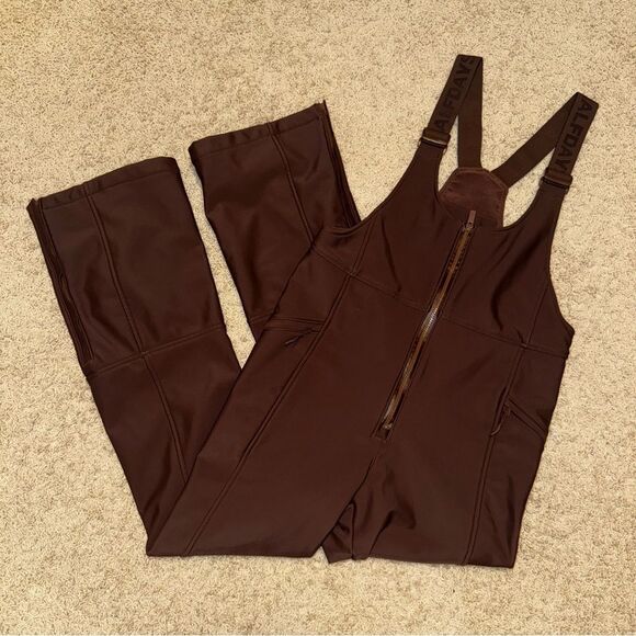 Halfdays Isabel Soft Shell Bib Pant Ski Large Waterproof Brown Spiked Cocoa - Picture 5 of 13